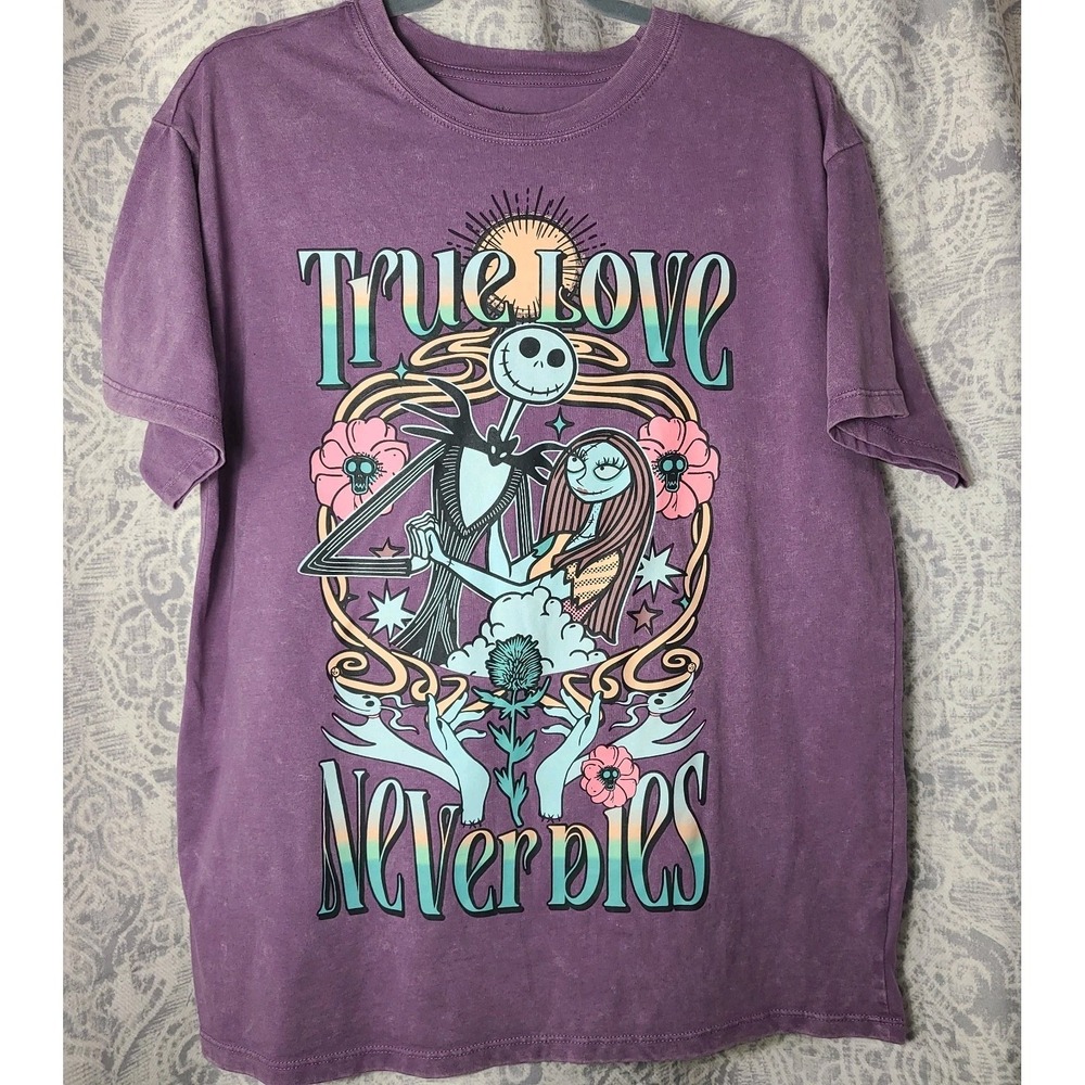 Disney Nightmare Before Christmas True Love Never Dies Purple Tee Shirt Womans L